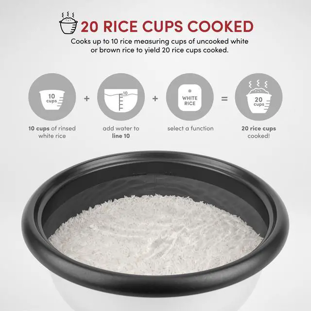 Alt view image 5 of 6 - AROMA® 20-Cup (Cooked) Super Pot® Rice & Grain Cooker, Food Steamer & Multicooker with Sauté, Soup, and Spanish Rice Functions, Automatic Keep Warm Mode, Steam Rack Included, Red (ARC-1021DR)