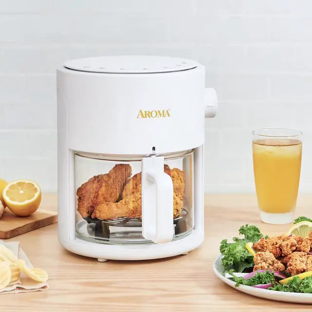 Alt view image 6 of 6 - AROMA® Glass Air Fryer and Countertop Convection Oven with Powerful 360Crispy Technology (3 Quart)
