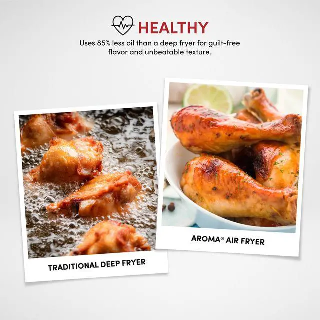 Alt view image 3 of 6 - AROMA® Glass Air Fryer and Countertop Convection Oven with Powerful 360Crispy Technology (3 Quart)
