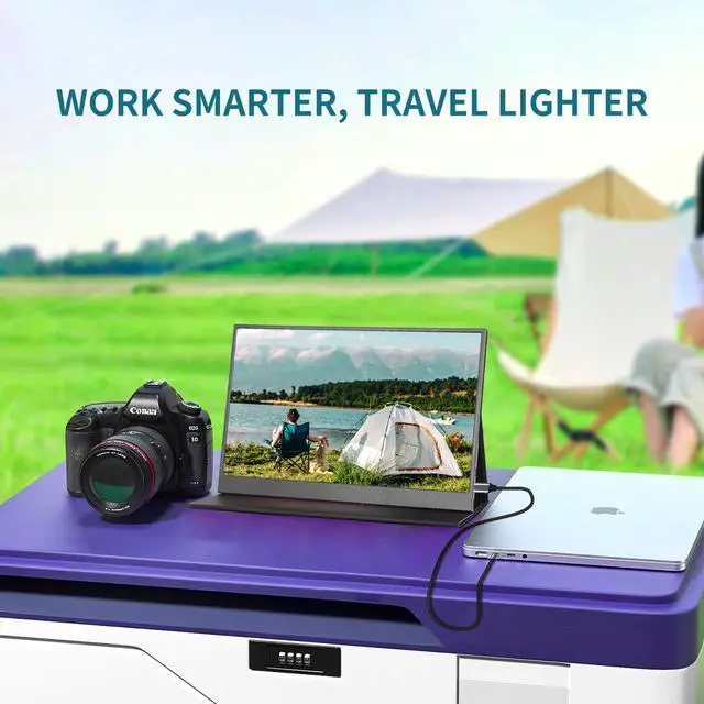 Alt view image 5 of 7 - ReHisk 15.6" Portable Monitor IPS FHD 1080P HDR monitor for laptop gaming monitor with HDMI USB C Eye Care Computer Second External Monitor for PC Phone PS4 Xbox dual speakers black