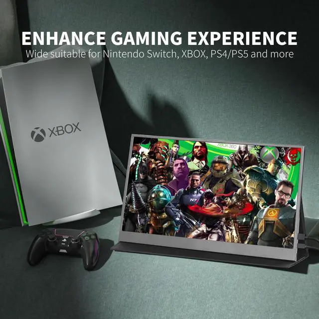 Alt view image 2 of 7 - ReHisk 15.6" Portable Monitor IPS FHD 1080P HDR monitor for laptop gaming monitor with HDMI USB C Eye Care Computer Second External Monitor for PC Phone PS4 Xbox dual speakers black