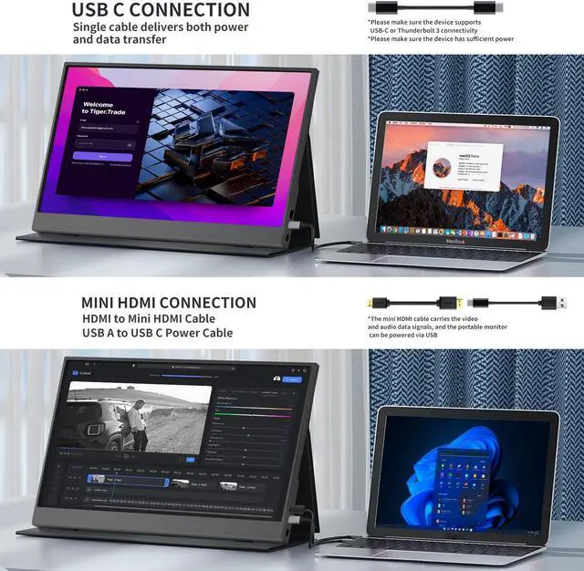 Alt view image 5 of 7 - ReHisk Portable Monitor 15.6 inch IPS FHD gaming monitor 60Hz with HDMI USB-C Gaming monitor Display Smart Cover dual Speakers,HDR Plug&Play, External Monitor for PC Phone Mac Xbox PS5