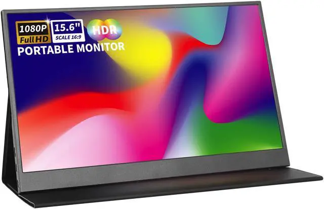 Main image of REHISK 15.6" inch Portable Monitor IPS FHD 1080P gaming monitor for laptop with HDMI USB-C HDR Eye Care laptop monitor extender for PC Phone PS4 Xbox dual speakers