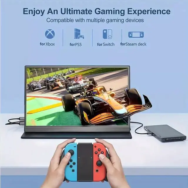 Alt view image 5 of 6 - 15.6" Portable Monitor, 1080P FHD USB-C/HDMI, IPS Display with Smart Case, Eye Care External Screen for Switch/PS5/PC/Phone