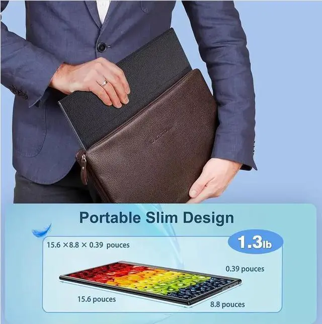 Alt view image 6 of 6 - 15.6" Portable Monitor, 1080P FHD USB-C/HDMI, IPS Display with Smart Case, Eye Care External Screen for Switch/PS5/PC/Phone