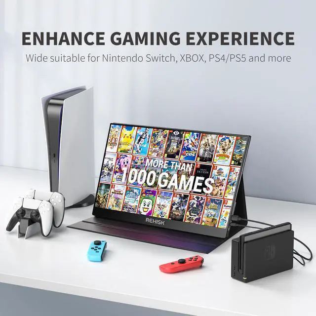 Alt view image 4 of 6 - 15.6" Portable Monitor, 1080P FHD USB-C/HDMI, IPS Display with Smart Case, Eye Care External Screen for Switch/PS5/PC/Phone
