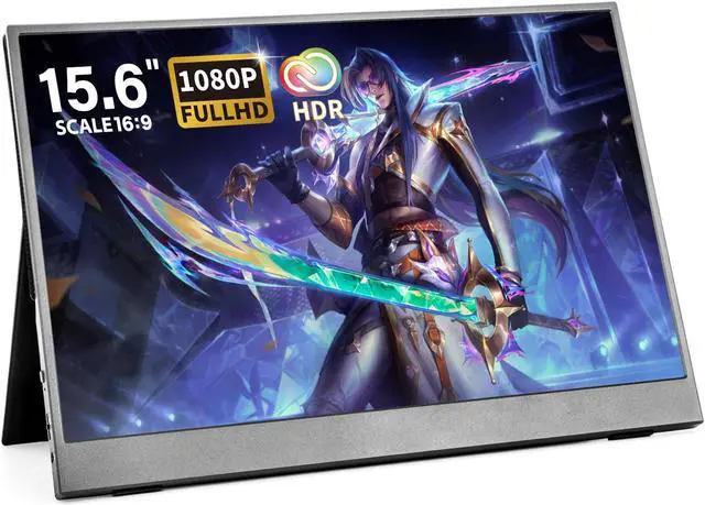 Main image of ReHisk 15.6 inch IPS Portable Monitor 1080PHDR laptop monitor extender for laptop PC Phone Xbox PS4 Switch with USB-C HDMI Smart Cover Built-in Speaker Second screen