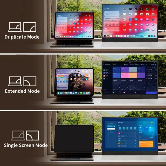 Alt view image 3 of 7 - ReHisk 15.6 inch IPS Portable Monitor 1080PHDR laptop monitor extender for laptop PC Phone Xbox PS4 Switch with USB-C HDMI Smart Cover Built-in Speaker Second screen