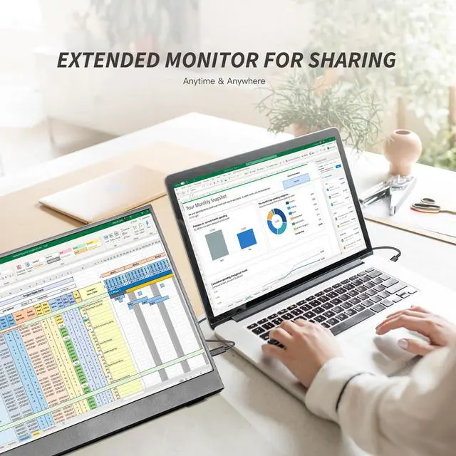 Alt view image 6 of 7 - ReHisk 15.6 inch IPS Portable Monitor 1080PHDR laptop monitor extender for laptop PC Phone Xbox PS4 Switch with USB-C HDMI Smart Cover Built-in Speaker Second screen