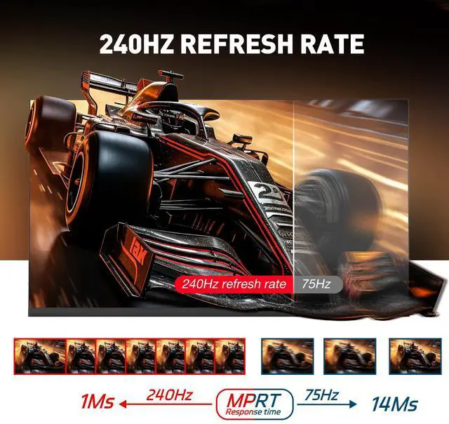 Alt view image 2 of 7 - 24.5 inch Gaming Monitor 240Hz 1ms MPRT Full HD 126% sRGB 350cd/m² Brightness FreeSync black