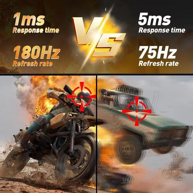 Alt view image 4 of 7 - 27" IPS 180Hz Gaming Monitor, 0.5ms Response time, 2560x1440, 320 Nits, 100% sRGB, FreeSync, VESA75*75mm, HDR10, Adjustable Tilt & Swivel computer monitor