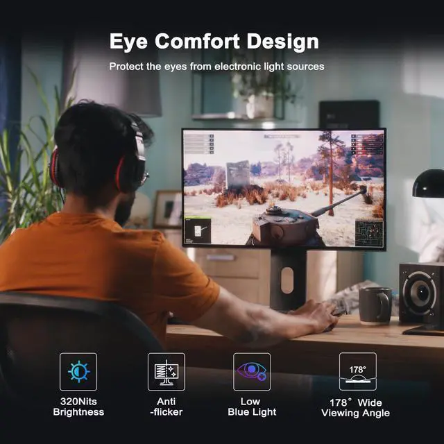 Alt view image 3 of 7 - 27" IPS 180Hz Gaming Monitor, 0.5ms Response time, 2560x1440, 320 Nits, 100% sRGB, FreeSync, VESA75*75mm, HDR10, Adjustable Tilt & Swivel computer monitor