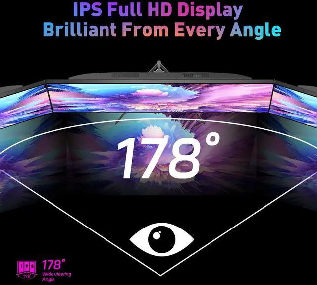 Alt view image 7 of 7 - REHISK 24 Inch 1080P Full HD Monitor, 100Hz Gaming & Office Display, FreeSync, HDMI & DP, VESA Mount, Tilt Adjustable, Eye Care, Frameless Design