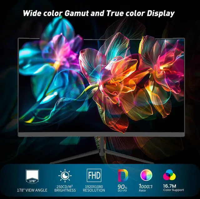 Alt view image 4 of 7 - 24" FHD Curved Gaming Monitor, 100Hz, 3ms, Free-Sync, 91% DCI-P3, Built-in 2W Speakers, HDMI/DP/USB-A
