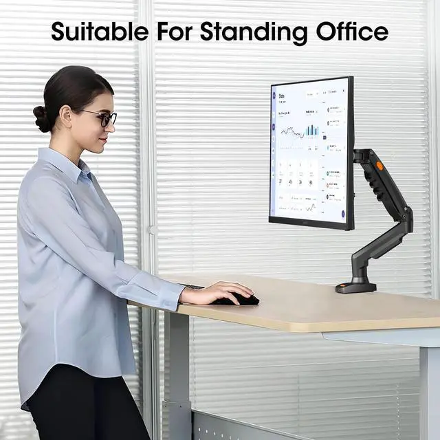 Alt view image 7 of 7 - Single Monitor Mount, 17 to 32 Inch, 4.4 to 19.8lbs, Adjustable Gas Spring Monitor Arm with Cable Management, Clamp & Grommet Base