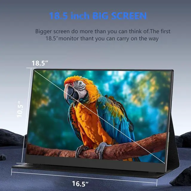 Alt view image 5 of 7 - ReHisk 18.5" Portable Monitor FHD 1080P HDR gaming monitor with VESA 75x75mm 100Hz HDMI USB-C External Monitor for Laptop PS4 PS5 Switch Xbox build in 2 speakers