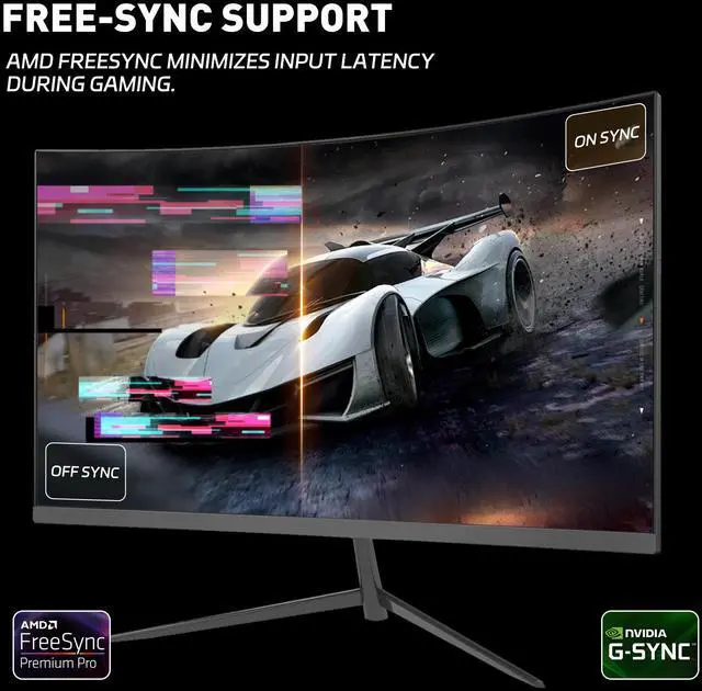Alt view image 3 of 7 - 24" curved 180Hz gaming monitor 1080P fast 1ms response time support FreeSync Compatible G-sync computer monitors VESA 75*75mm with HDMI USB