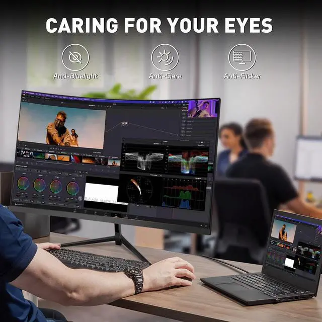 Alt view image 5 of 7 - 24" curved 180Hz gaming monitor 1080P fast 1ms response time support FreeSync Compatible G-sync computer monitors VESA 75*75mm with HDMI USB