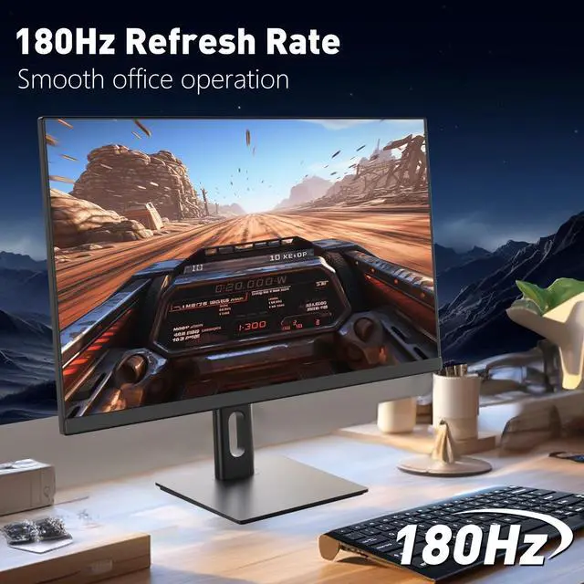 Alt view image 2 of 7 - 27 Inch 180Hz Gaming Monitor, QHD 1440P 1ms Fast IPS 2K Computer Gamer Monitor, Adaptive Sync, HDR , Tilt Adjustment, VESA Compatible, Eye Care, DisplayPort HDMI RE-272KV11