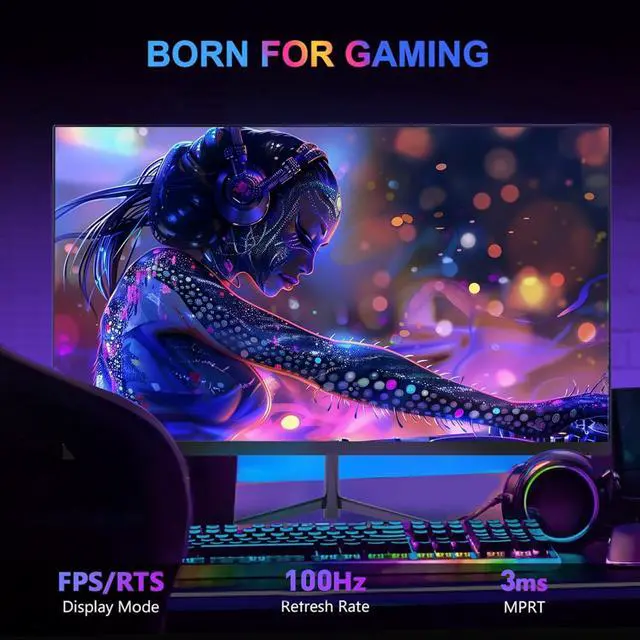 Alt view image 4 of 7 - ReHisk 24 inch IPS FHD 1080P 100Hz Gaming Monitor VESA 75*75mm 1ms Response Time FreeSync & G-sync Compatible 24 inch monitor with HDMI2.0 DisplayPort 1.2 computer monitor Low-Blue Light