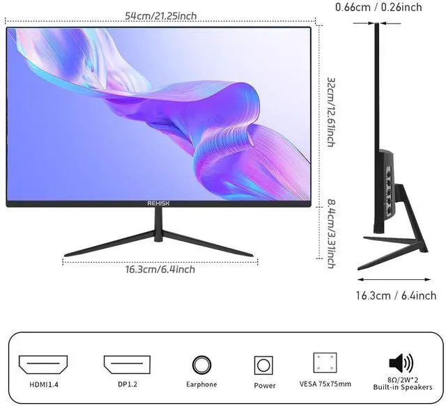 Alt view image 5 of 7 - ReHisk 24 inch IPS FHD 1080P 100Hz Gaming Monitor VESA 75*75mm 1ms Response Time FreeSync & G-sync Compatible 24 inch monitor with HDMI2.0 DisplayPort 1.2 computer monitor Low-Blue Light