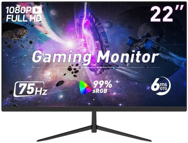 Main image of 22 Inch Computer Monitor FHD 1080P Desktop Display 75HZ Ultra Thin Bezel/Eye Care/Ergonomic Tilt with HDMI VGA Ports LED Monitor for PC VESA Mounting