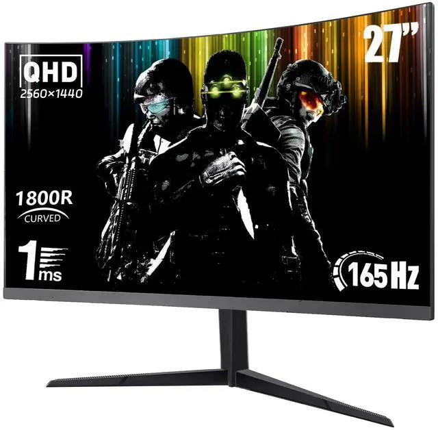 Main image of 27 Inch QHD 2K(2560 x 1440) Curved Gaming Monitor 165Hz 1ms Fast Computer Monitor, DP/HDMI,VESA Mount, 120% sRGB HDR Eye Care Metal Stand