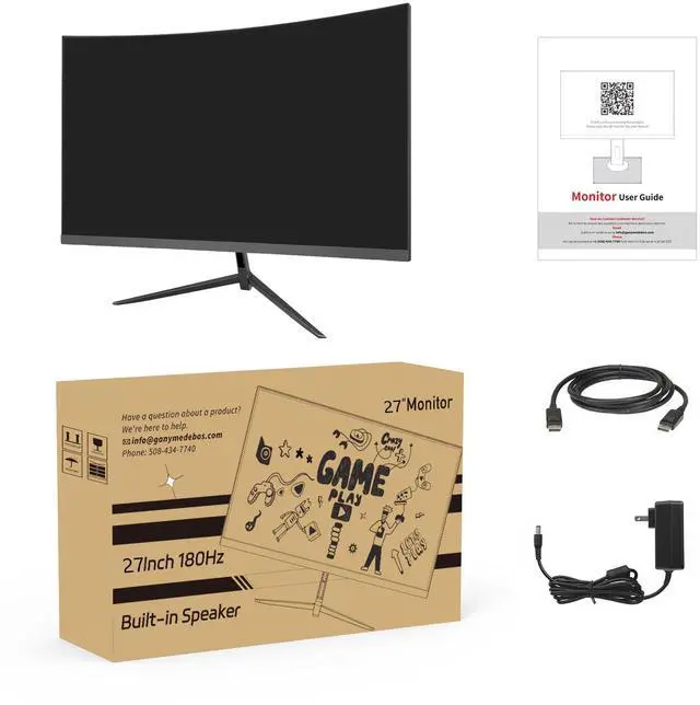 Alt view image 7 of 7 - 27 Inch QHD 2K(2560 x 1440) Curved Gaming Monitor 165Hz 1ms Fast Computer Monitor, DP/HDMI,VESA Mount, 120% sRGB HDR Eye Care Metal Stand