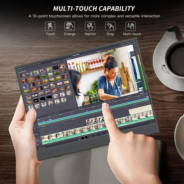 Alt view image 3 of 7 - ReHisk 15.6 inch touch screen monitor 60hz FHD IPS gaming monitors 1080p 10-point Capacitive Touch Pinch-to-Zoom Second Screen laptop extender for Laptop, MacBook Pro, PC, Switch, Xbox, PS4,Smartphone