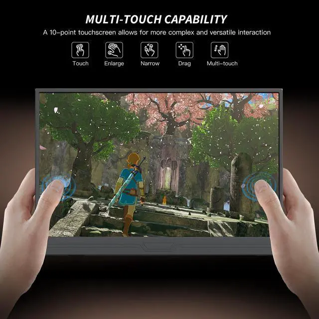 Alt view image 7 of 7 - ReHisk 15.6 inch touch screen monitor 60hz FHD IPS gaming monitors 1080p 10-point Capacitive Touch Pinch-to-Zoom Second Screen laptop extender for Laptop, MacBook Pro, PC, Switch, Xbox, PS4,Smartphone