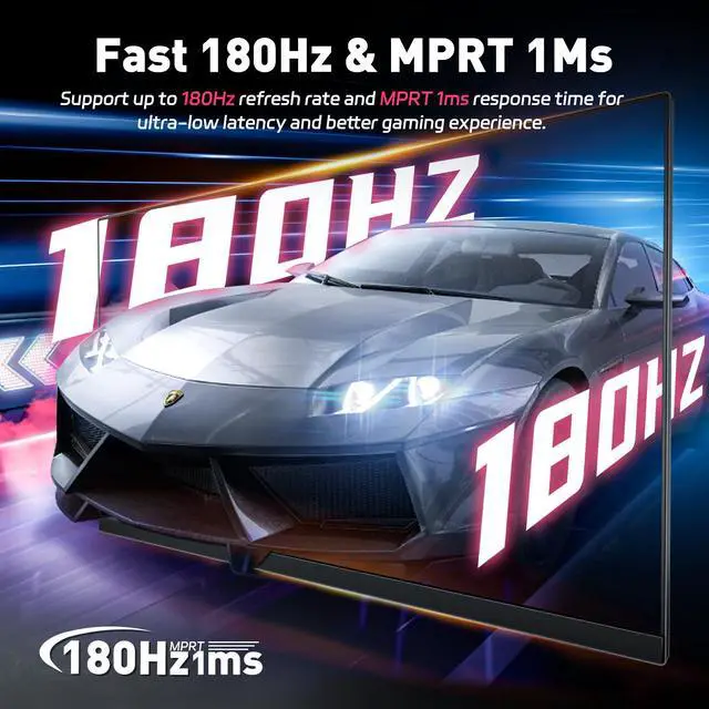 Alt view image 2 of 7 - ReHisk 24" 180Hz computer monitor FHD 1080P fast 1ms response time FreeSync Compatible G-sync gaming monitors Compatible with HDMI Eye Care Ultra Low-Blue Light support VESA 100*100mm