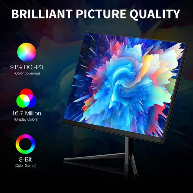 Alt view image 7 of 7 - ReHisk 24" 180Hz computer monitor FHD 1080P fast 1ms response time FreeSync Compatible G-sync gaming monitors Compatible with HDMI Eye Care Ultra Low-Blue Light support VESA 100*100mm