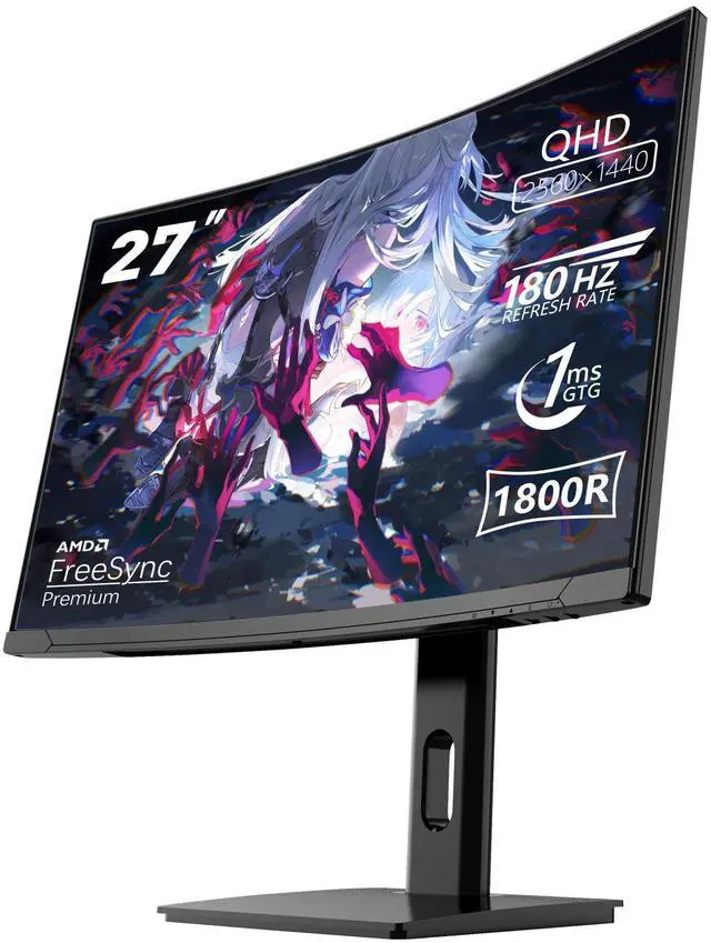 Main image of 27"2K QHD Gaming Monitor 2560p,180Hz Refresh,1ms Response, Adaptive Sync, Dual HDMl2.1 & DP1.4, Ultra-Thin Narrow Bezel, Tilt Adjustable Design