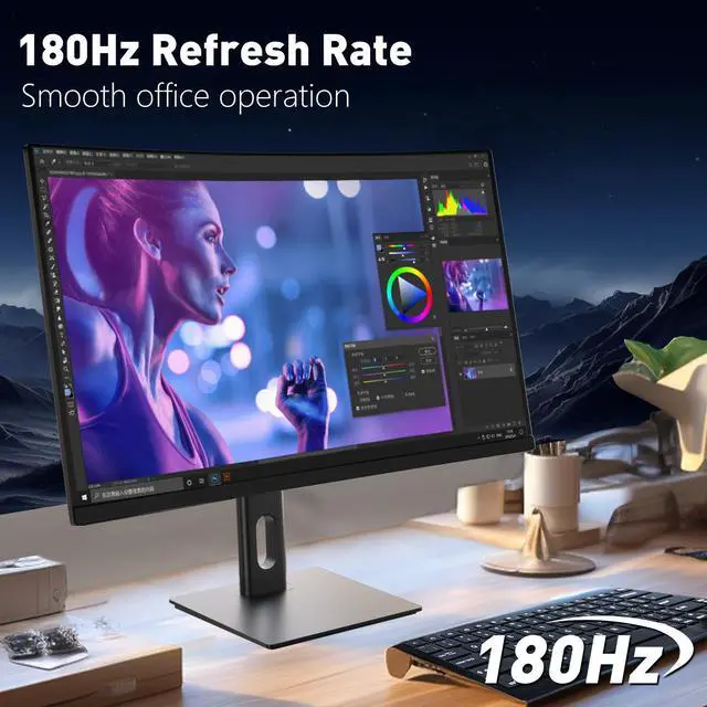 Alt view image 4 of 7 - 27"2K QHD Gaming Monitor 2560p,180Hz Refresh,1ms Response, Adaptive Sync, Dual HDMl2.1 & DP1.4, Ultra-Thin Narrow Bezel, Tilt Adjustable Design