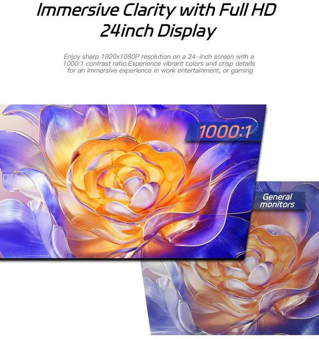 Alt view image 5 of 7 - REHISK 24 Curved Gaming Monitor  100Hz, 1ms, FHD, FreeSync, Eye-Care, Ultra-Slim, HDMI & DP, Built-in Speakers, VESA Mount