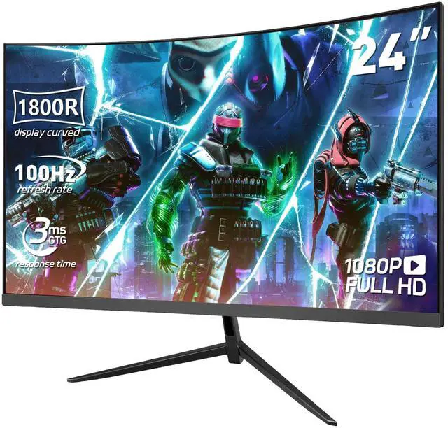 Main image of Rehisk 24'' FHD Gaming Monitor - 1080p, 100Hz Refresh, 1ms Response, AdaptiveSync, Ultra-Thin Narrow Bezel, Tilt Adjustable Design#Black Friday 100hz 24inch