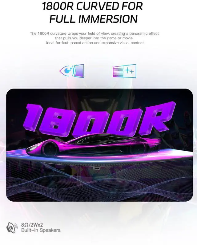 Alt view image 4 of 7 - Rehisk 24'' FHD Gaming Monitor - 1080p, 100Hz Refresh, 1ms Response, AdaptiveSync, Ultra-Thin Narrow Bezel, Tilt Adjustable Design#Black Friday 100hz 24inch