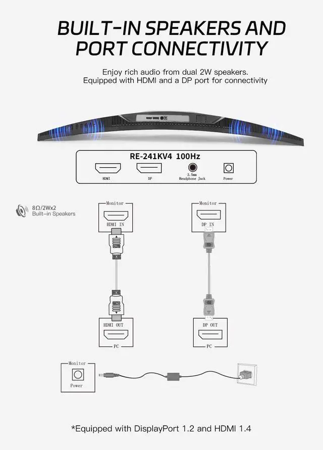 Alt view image 7 of 7 - Rehisk 24'' FHD Gaming Monitor - 1080p, 100Hz Refresh, 1ms Response, AdaptiveSync, Ultra-Thin Narrow Bezel, Tilt Adjustable Design#Black Friday 100hz 24inch