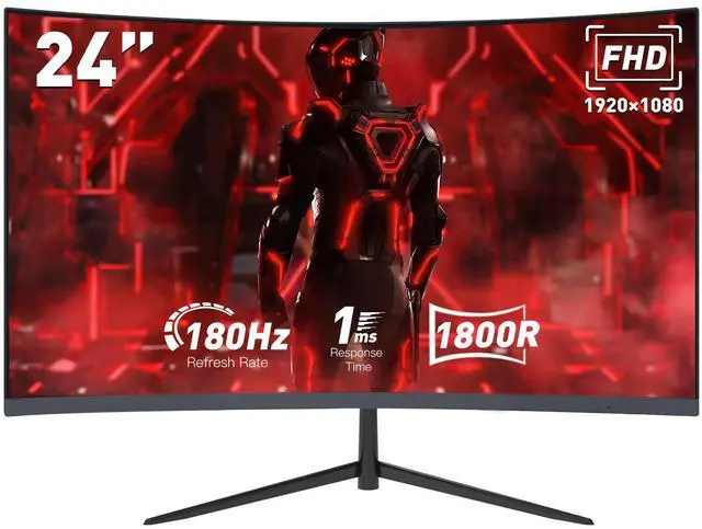 Rehisk 24'' FHD Gaming Monitor - 180Hz Refresh, 1ms Response, AdaptiveSync,Ultra-Thin Narrow Bezel, Tilt Adjustable Design#Black Friday 180hz 24inch