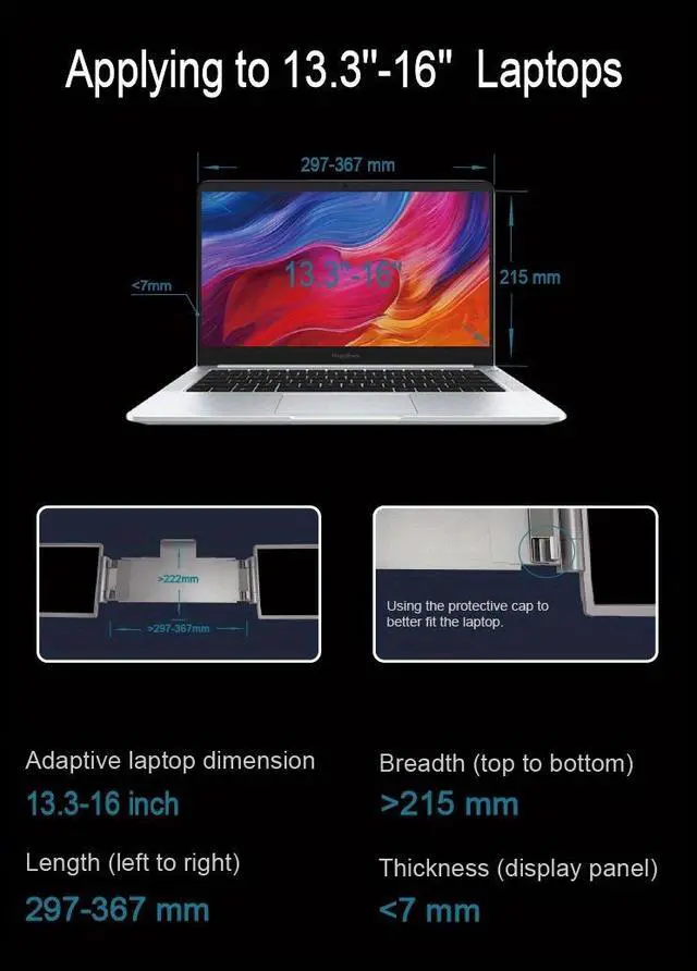 Alt view image 4 of 7 - ReHisk 14" portable monitor Laptop Screen Extender, Tri-Screen Portable Monitor with two 14 inch screens IPS FHD 1080P HDR 16:10 MiniHDMI USB-C USB-A Eye Care dual speakers for PC Phone PS4 Xbox Mac