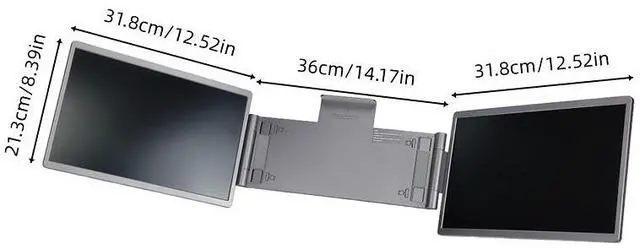 Alt view image 7 of 7 - ReHisk 14" portable monitor Laptop Screen Extender, Tri-Screen Portable Monitor with two 14 inch screens IPS FHD 1080P HDR 16:10 MiniHDMI USB-C USB-A Eye Care dual speakers for PC Phone PS4 Xbox Mac