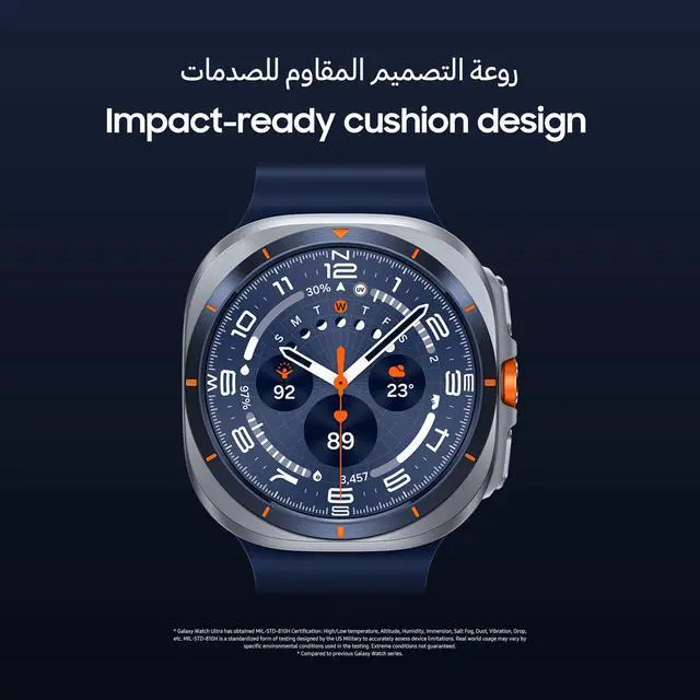 Alt view image 7 of 7 - Samsung Watch 7 Ultra 2025 LTE Ai (47mm) SM-L705F Latino Version (Tmobile Mint Tello & Global), Rate Tracking, Sleep Fitness Tracker, GPS (Titanium Blue/Blue Band SM-L705FZB1GTO)