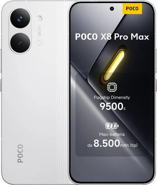 Main image of Xiaomi POCO X8 PRO MAX 5G Ai 6.83" AMOLED120Hz 50MP 8500mAh NFC Dual SIM Unlocked Model (Tmobile Mint Tello & Global) 2602BPC18G (White, 256GB+12GB)