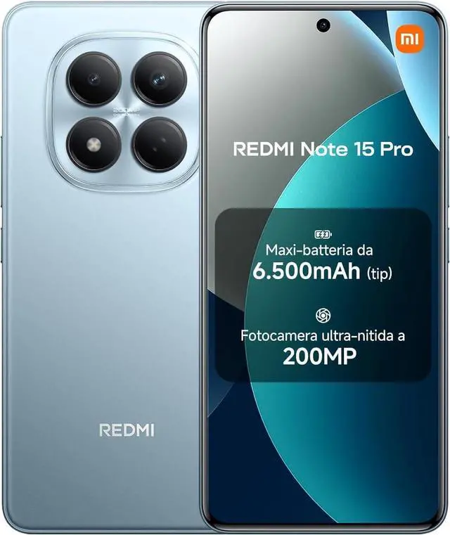 Main image of XIAOMI Redmi Note 15 Pro 4G LTE Ai (for Tmobile Mint Tello & Global) (256GB + 8GB) 6.77" 120Hz 200MP AI Camera Model 25100RA69G Unlocked Dual Sim Liberado (Glacier Blue)