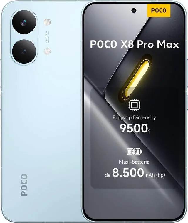 Main image of Xiaomi POCO X8 PRO MAX 5G Ai (Blue, 512GB+12GB) 6.83" AMOLED 120Hz 50MP 8500mAh NFC Dual SIM Unlocked Model (Tmobile Mint Tello & Global) 2602BPC18G