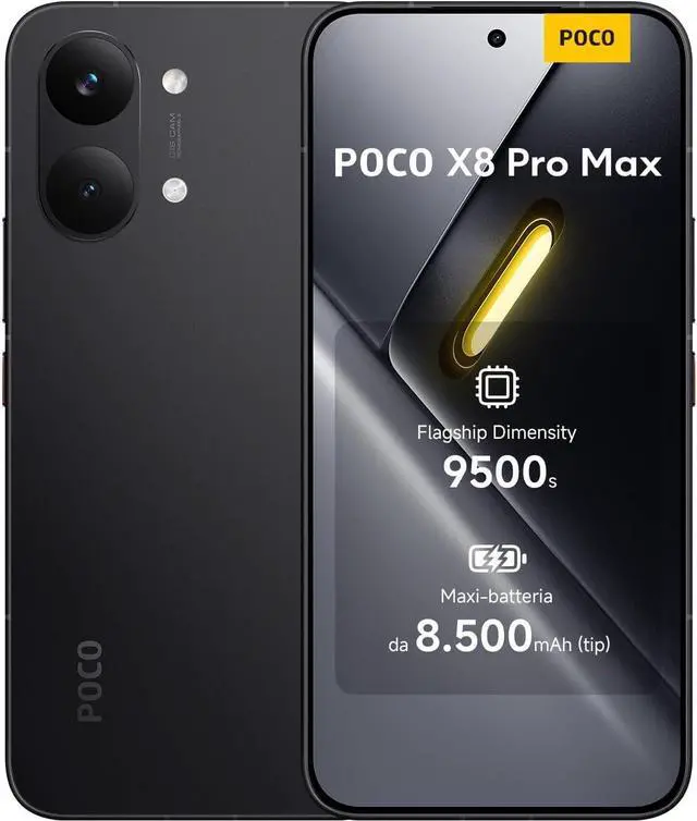 Main image of Xiaomi POCO X8 PRO MAX 5G Ai (Black, 512GB+12GB) 6.83" AMOLED 120Hz 50MP 8500mAh NFC Dual SIM Unlocked Model (Tmobile Mint Tello & Global) 2602BPC18G