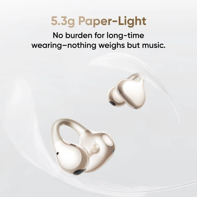 Alt view image 4 of 7 - Realme Buds Clip Open-Ear Wireless Earbuds, 11mm Dual Magnet Drivers, 3D Spatial Audio, 36H Playtime, AI ENC, IP55, 45ms Low Latency (Titanium Gold)