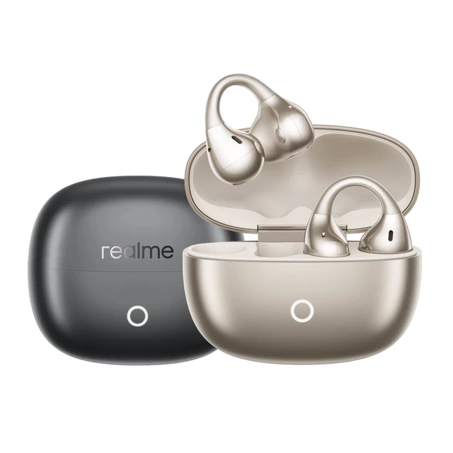 Alt view image 3 of 7 - Realme Buds Clip Open-Ear Wireless Earbuds, 11mm Dual Magnet Drivers, 3D Spatial Audio, 36H Playtime, AI ENC, IP55, 45ms Low Latency (Titanium Gold)
