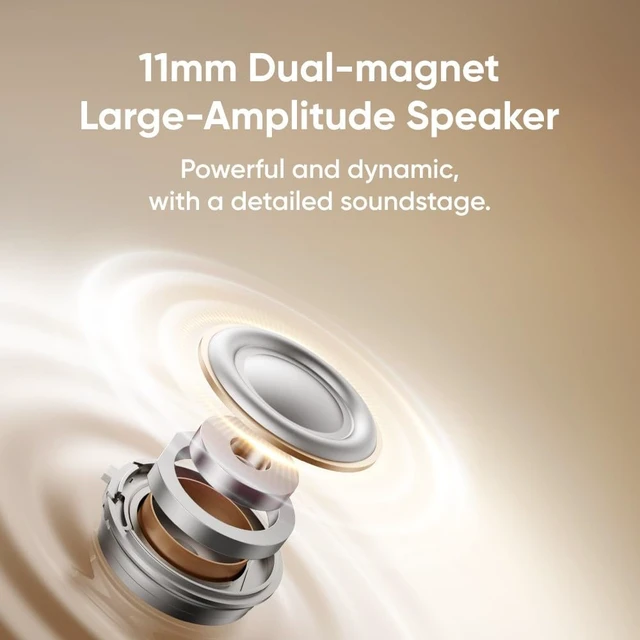 Alt view image 5 of 7 - Realme Buds Clip Open-Ear Wireless Earbuds, 11mm Dual Magnet Drivers, 3D Spatial Audio, 36H Playtime, AI ENC, IP55, 45ms Low Latency (Titanium Gold)
