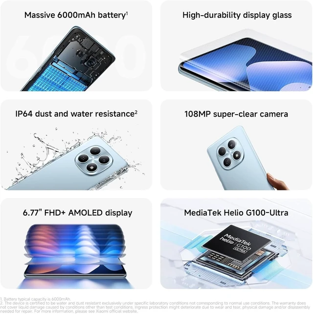Alt view image 3 of 7 - XIAOMI Redmi Note 15 4G LTE Unlocked For Tmobile Mint Tello & Global (256GB + 8GB) 6.77" 120Hz 108MP AI Camera Global Version Dual SIM Model 2510DRA23L (Black)